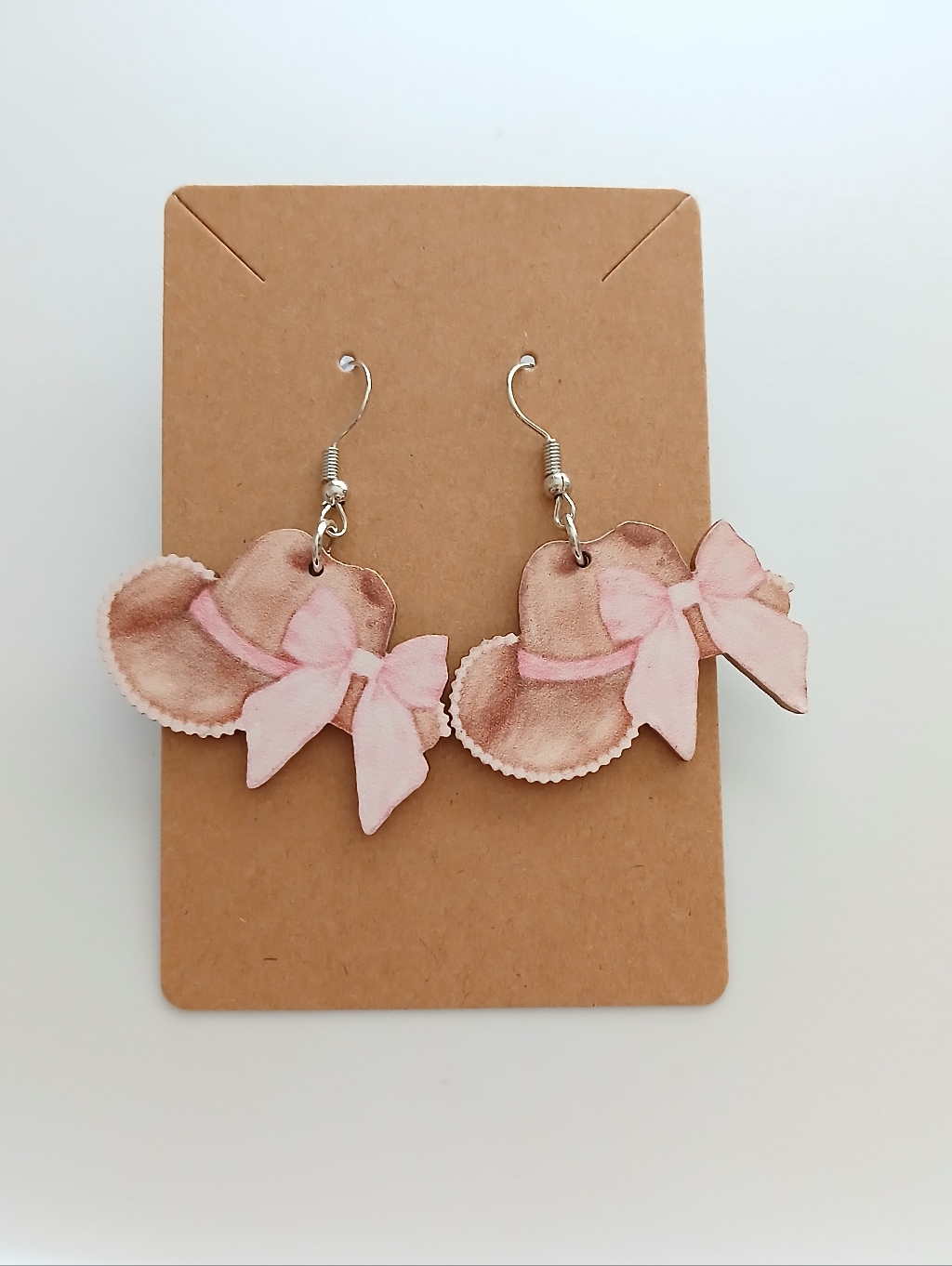 Fashion Bug Pink Bow Sunhat Dangle Earrings